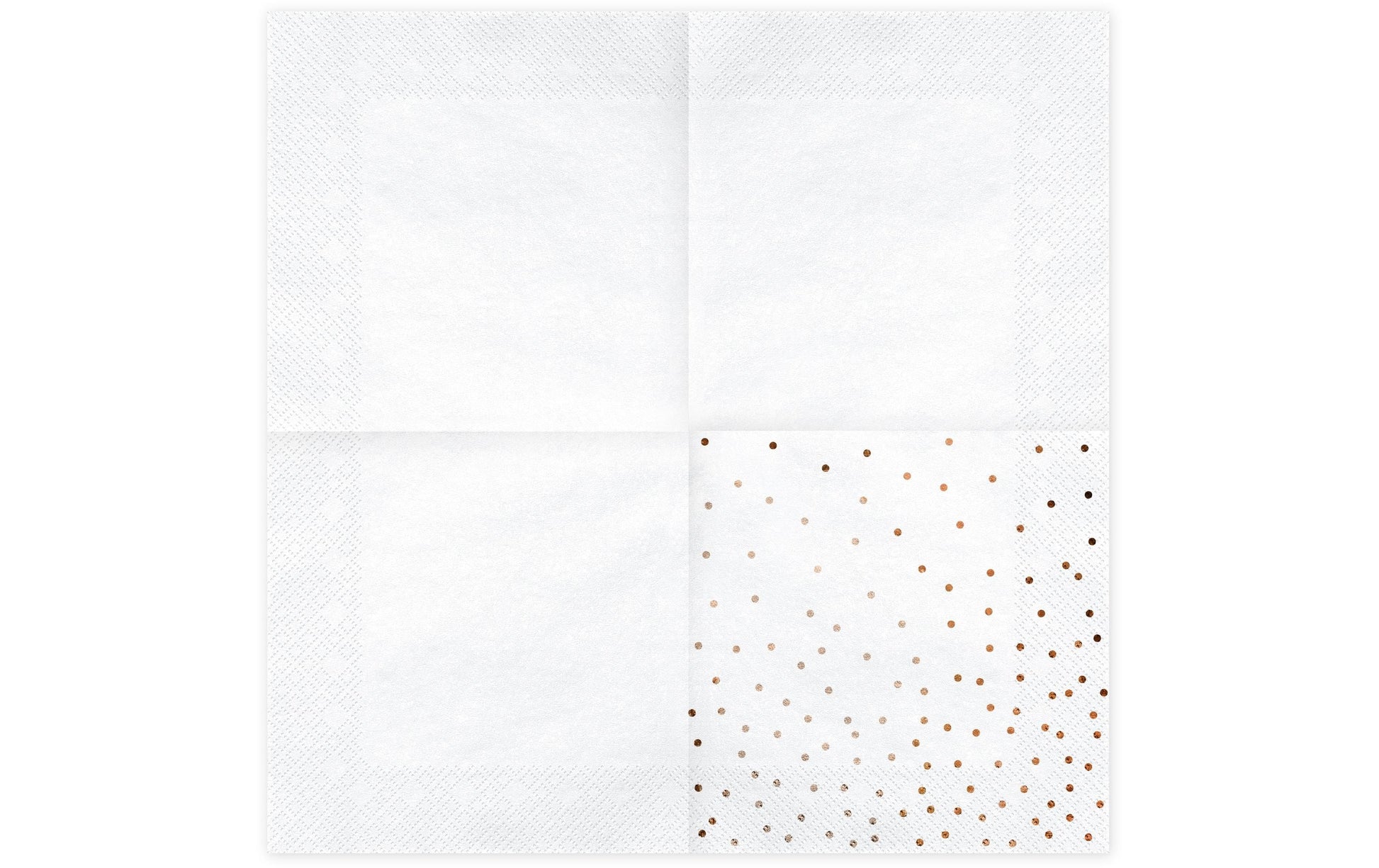 PartyDeco Servietten Gepunktet Weiss/Roségold – 33 × 33 cm, 3-lagig – 20 Stück