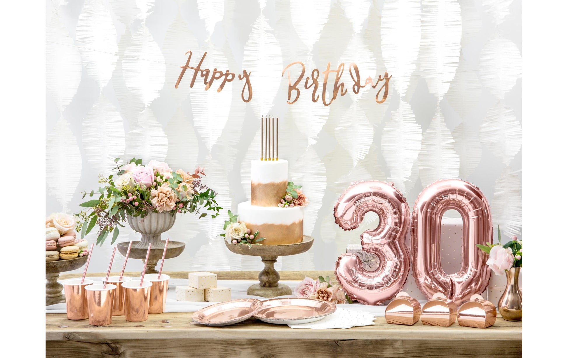 PartyDeco Teller, Papier/Karton – Ø 23 cm, Roségold – 6 Stk.