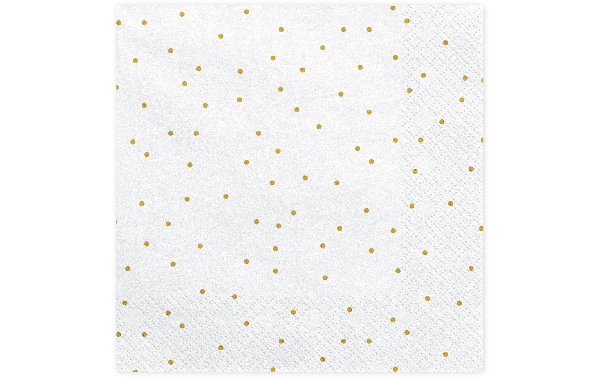 PartyDeco Servietten Punkte, 33 × 33 cm, gold/weiss – 20 Stk.
