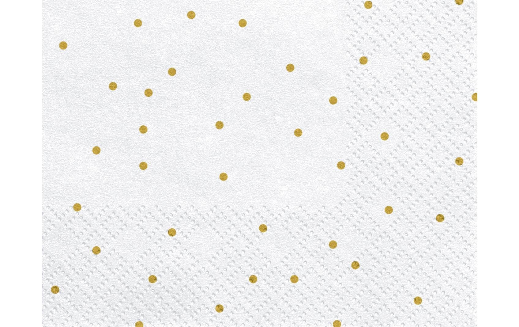 PartyDeco Servietten Punkte, 33 × 33 cm, gold/weiss – 20 Stk.