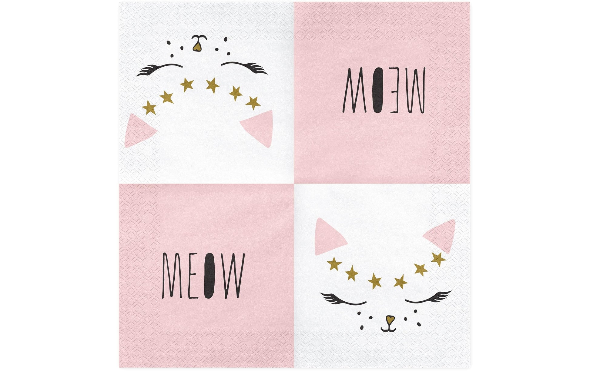 PartyDeco Servietten Katze, weiss, 33 × 33 cm – 20 Stk.