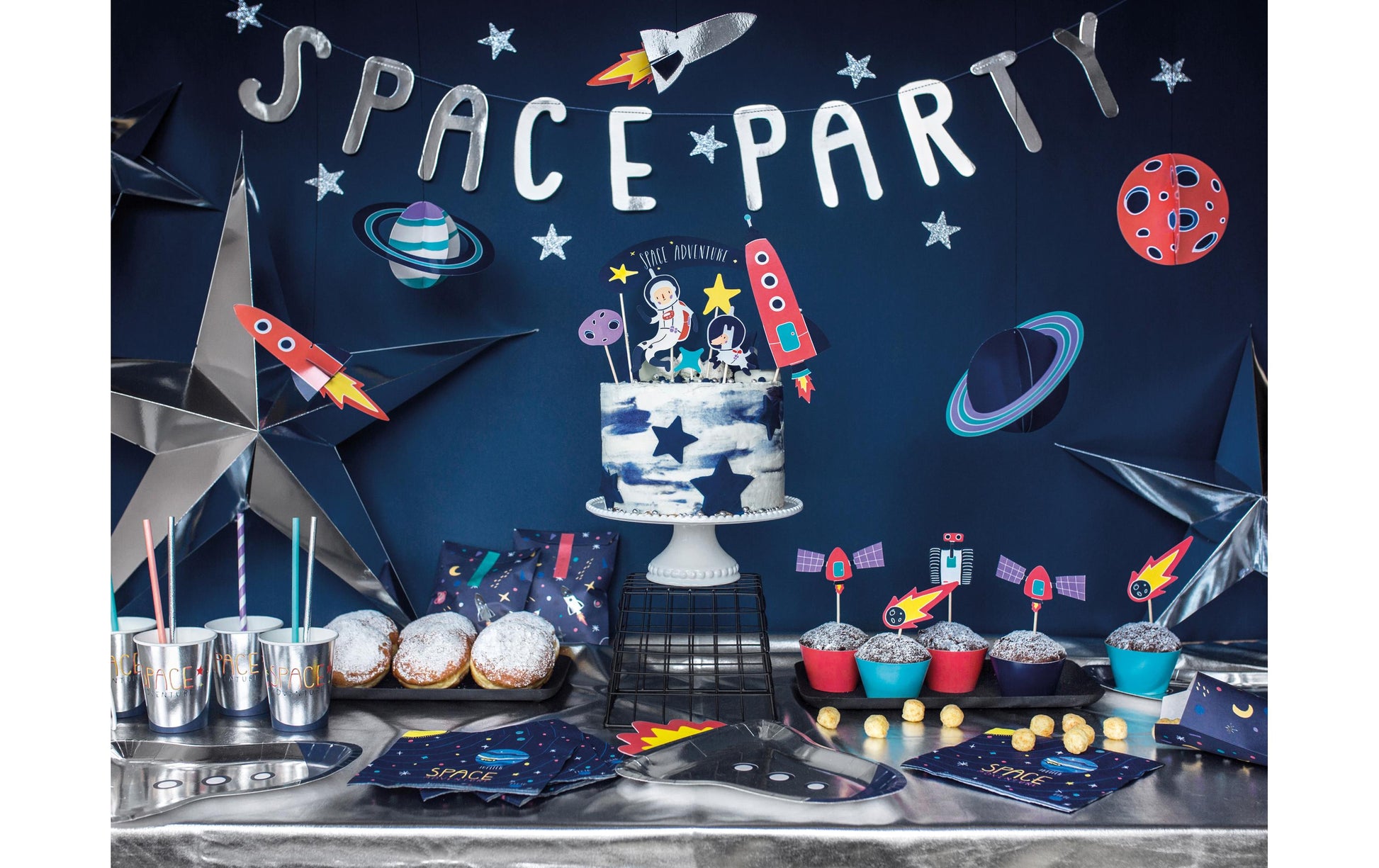 PartyDeco Hängedekoration Kosmos – Mehrfarbig – Papier – 5 Stk