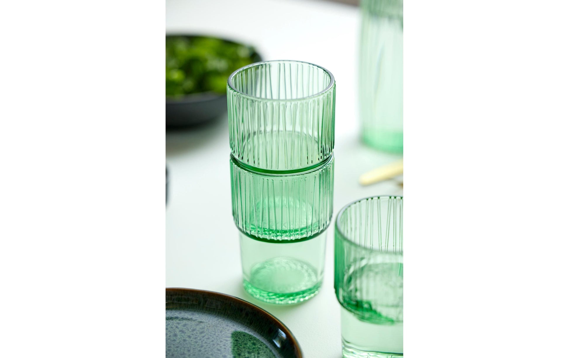 BITZ Latte Macchiato Becher Kusintha – 4er Set, 380 ml, Glas, Grün, spülmaschinenfest