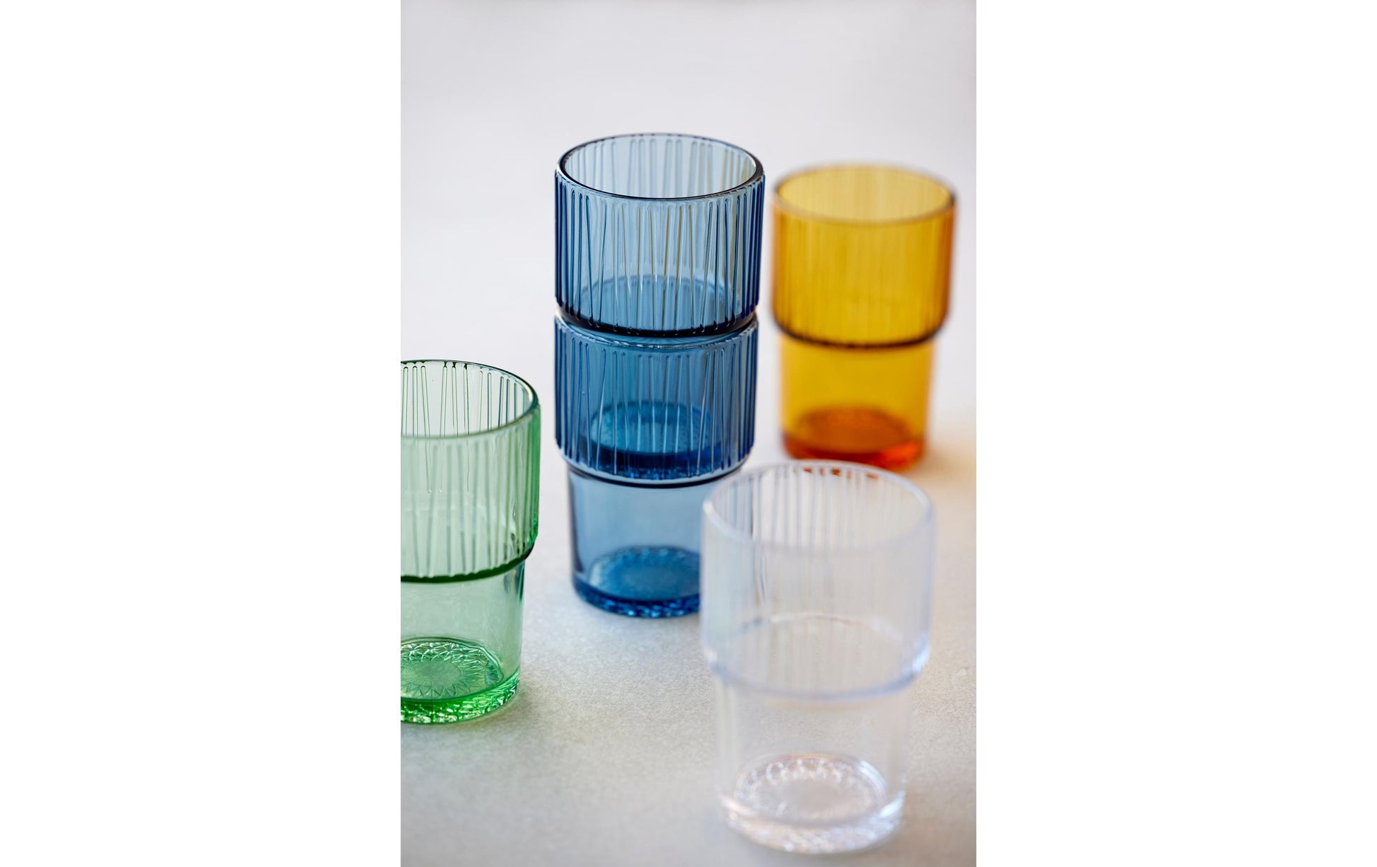 BITZ Latte Macchiato Becher Kusintha – 4er Set, 380 ml, Glas, Grün, spülmaschinenfest