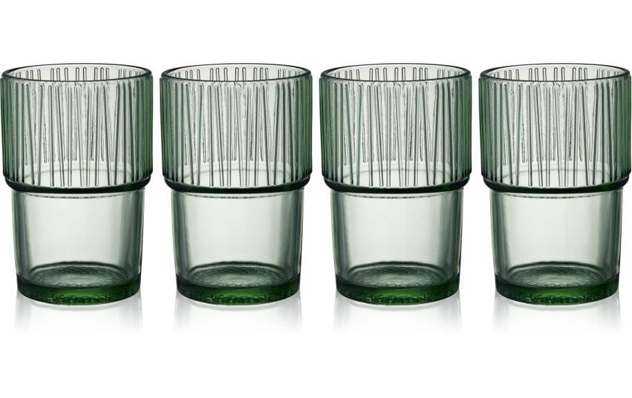 BITZ Latte Macchiato Becher Kusintha – 4er Set, 380 ml, Glas, Grün, spülmaschinenfest