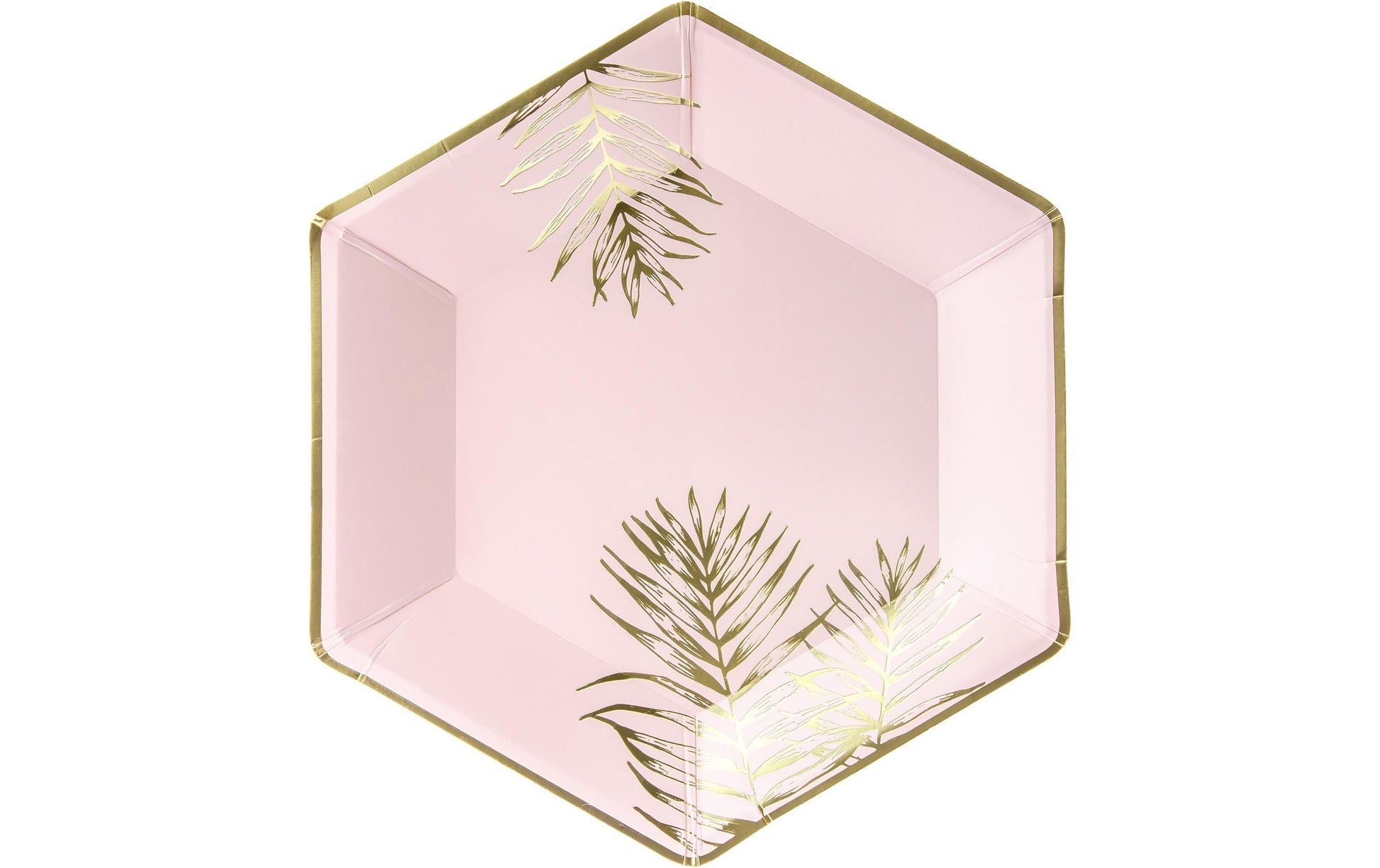 PartyDeco Papier/Karton Sechseckiger Teller, Ø 23 cm – hellrosa mit Muster – FSC – 6 Stk.