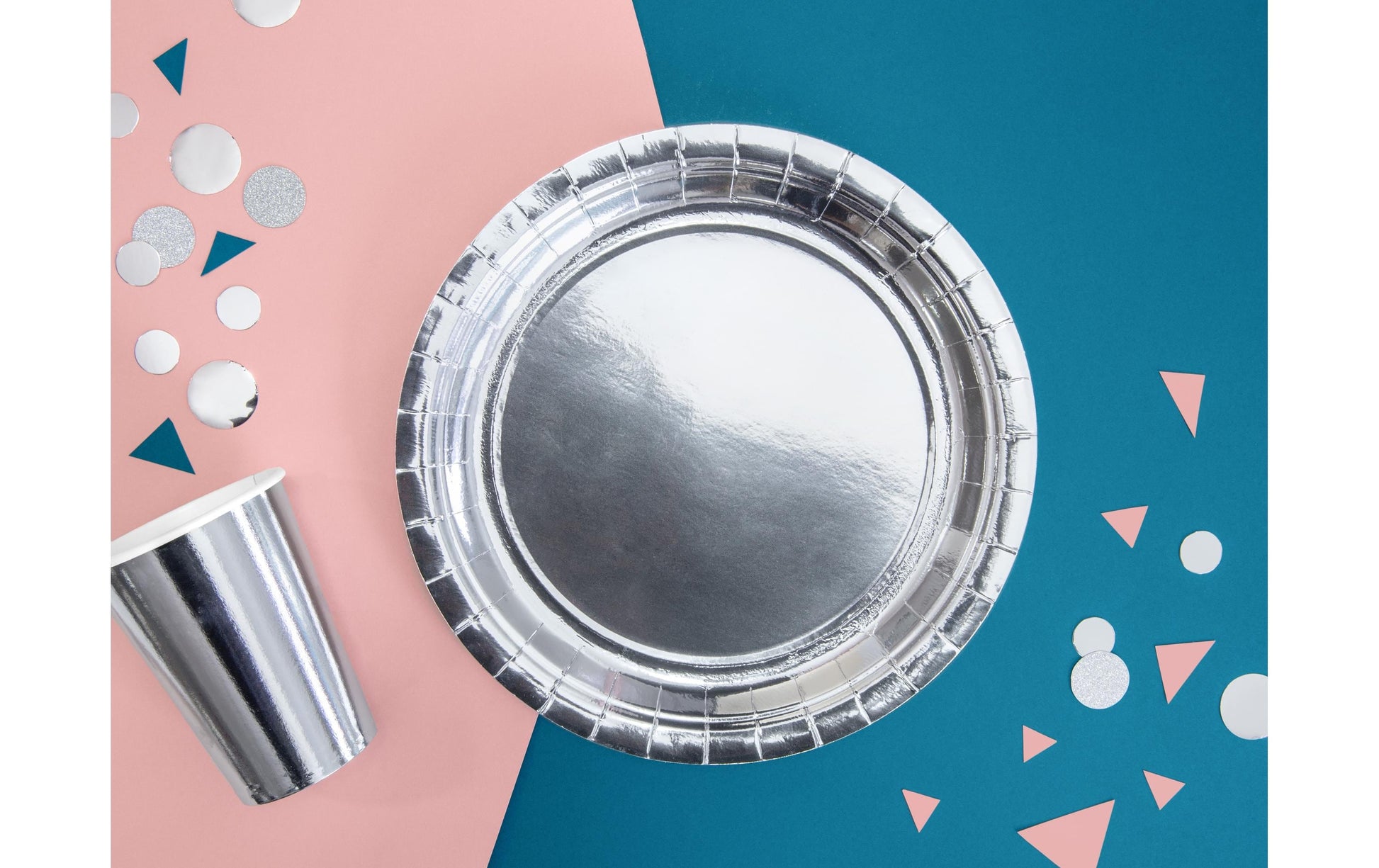 PartyDeco Teller, Papier/Karton rund – Ø 23 cm – silber – 6 Stk.