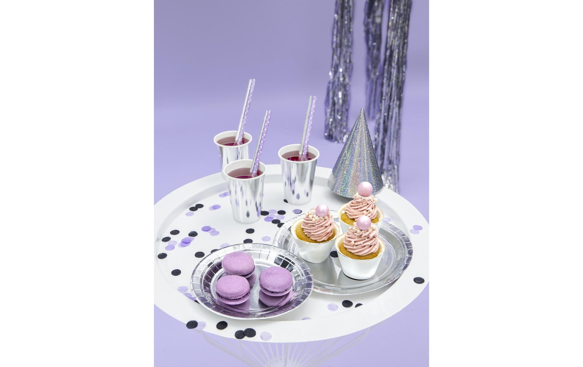 PartyDeco Teller, Papier/Karton rund – Ø 23 cm – silber – 6 Stk.