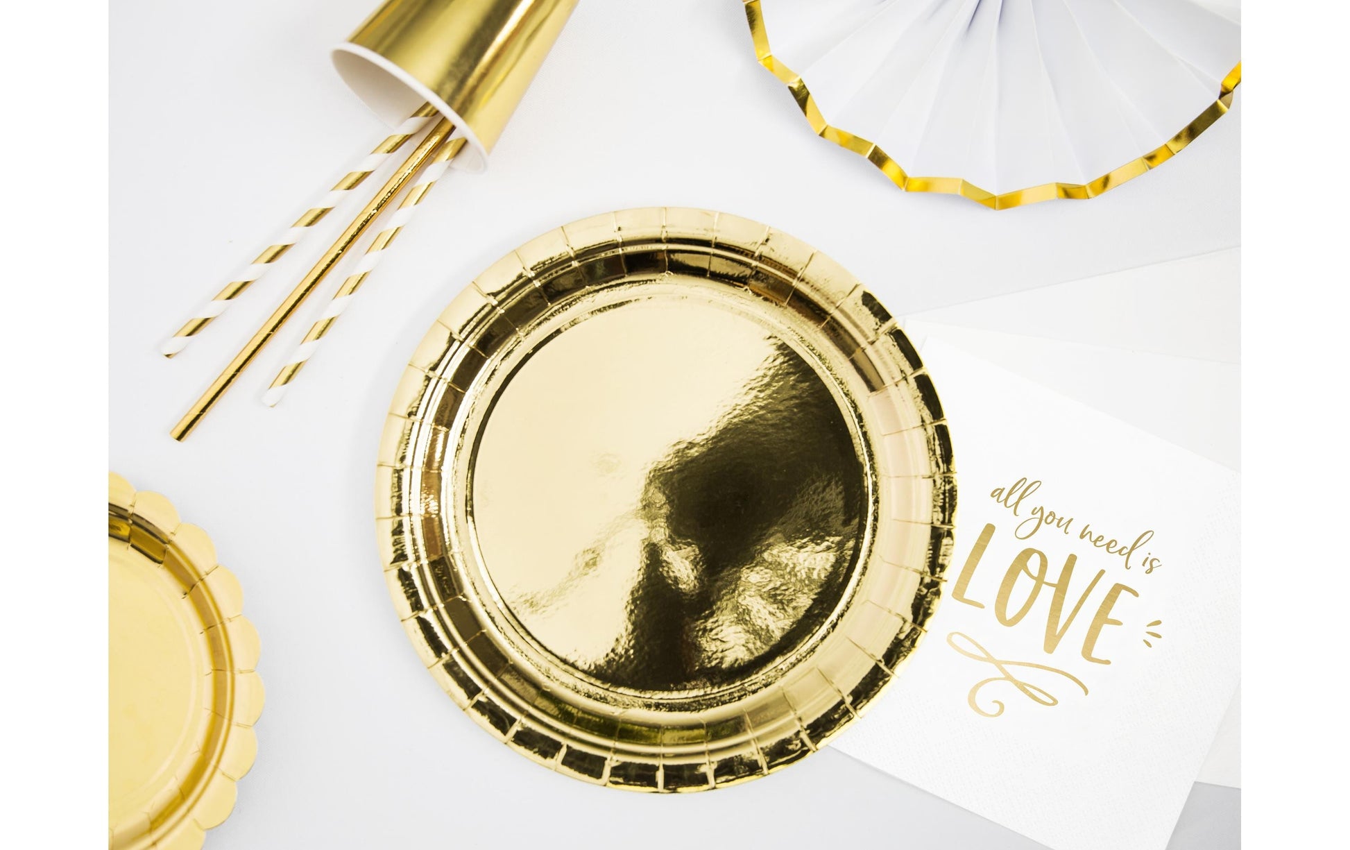 PartyDeco Teller, Papier/Karton – Ø 23 cm, gold – 6 Stk.