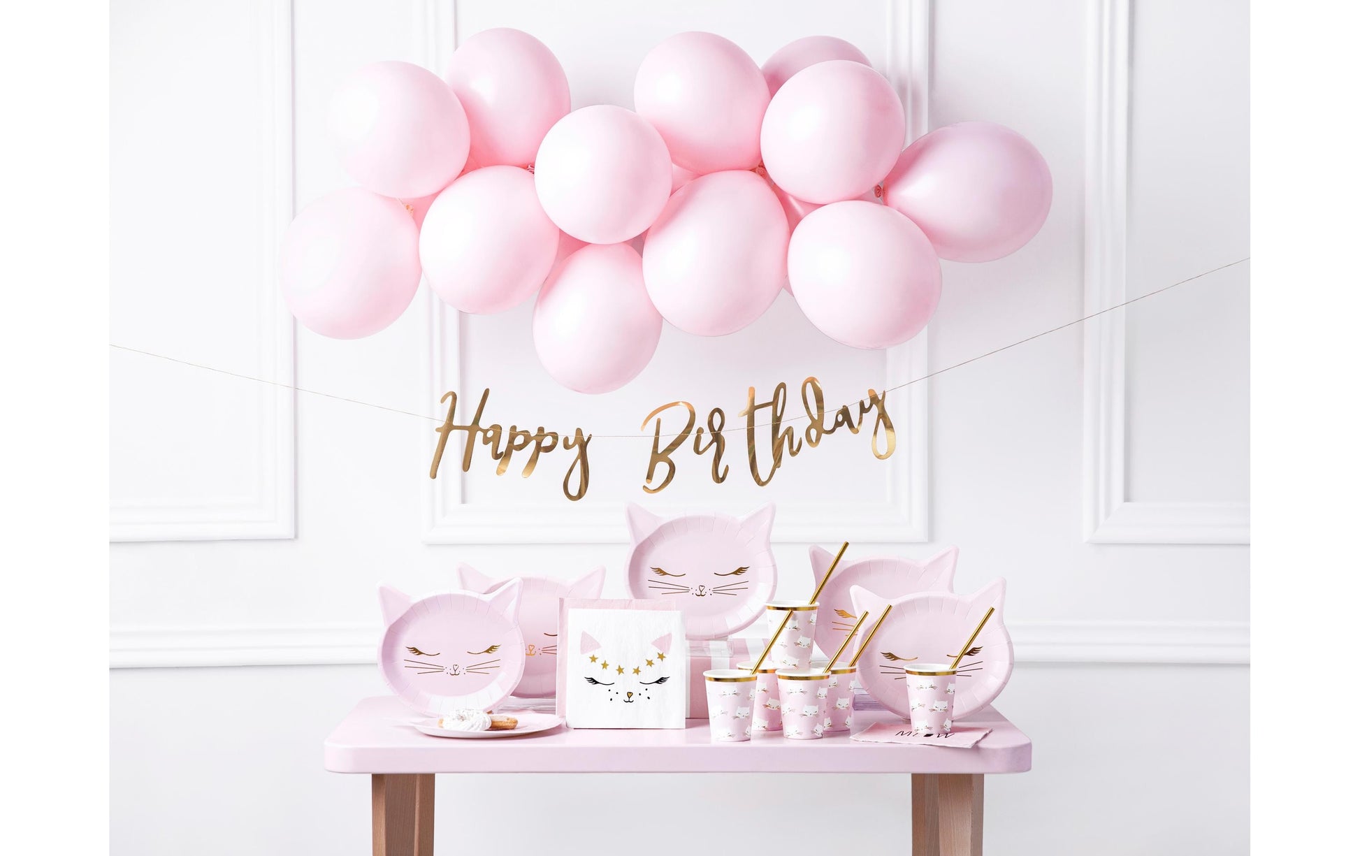 PartyDeco Teller, Papier/Karton, Kätzchen, Pink – 22 × 20 cm – 6 Stk.