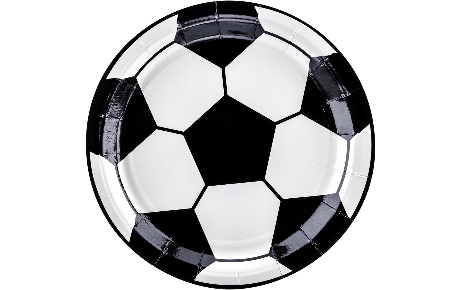 PartyDeco Teller, Papier/Karton – Ø 18 cm, Fussball, Schwarz/Weiss – 6 Stk.
