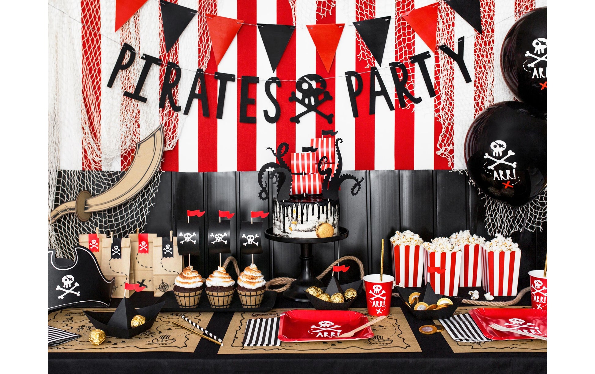 PartyDeco Tischset Piraten, 40 × 30 cm – 30 Stk.