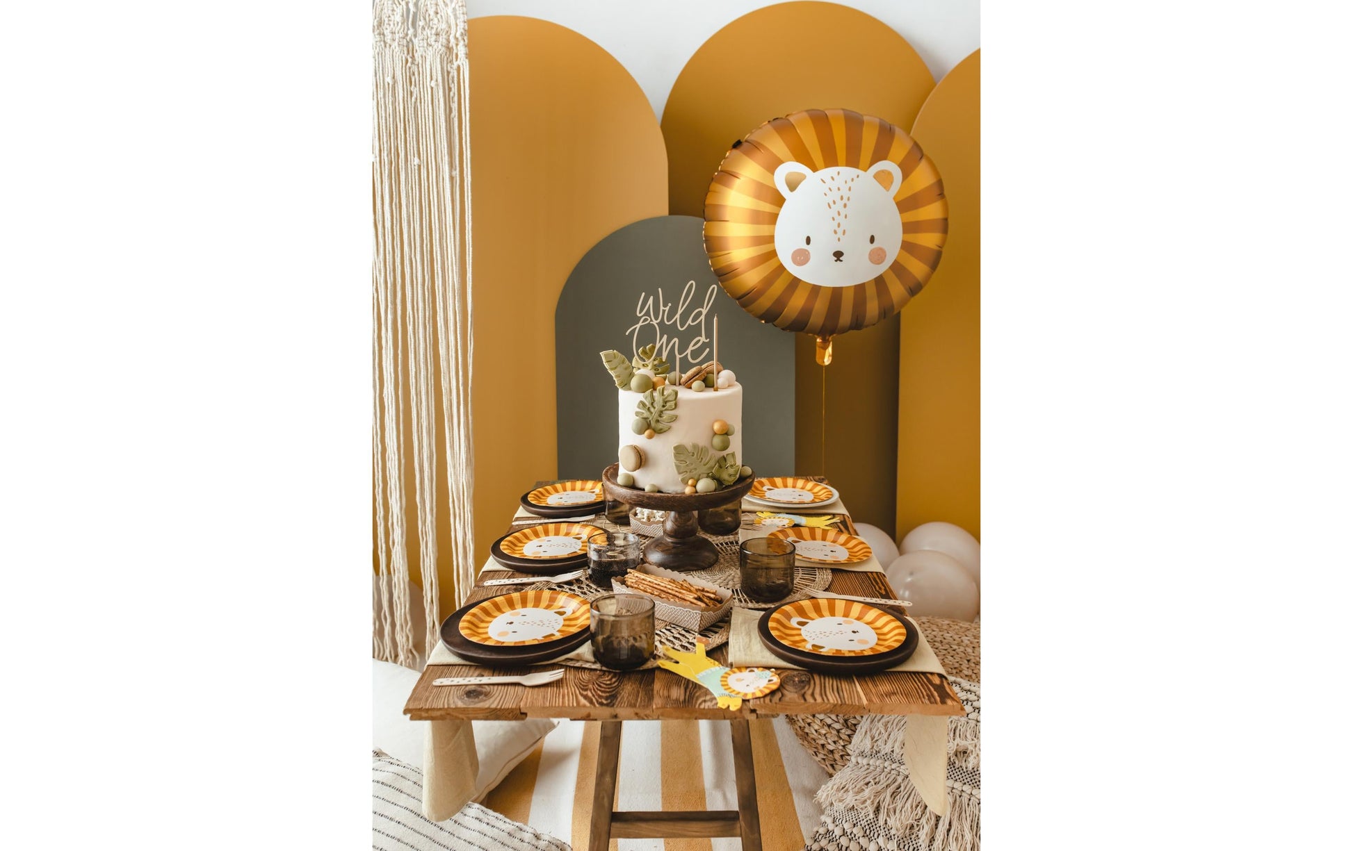 PartyDeco Folienballon Löwe – Gelb – 70 × 67 cm – 1 Stk