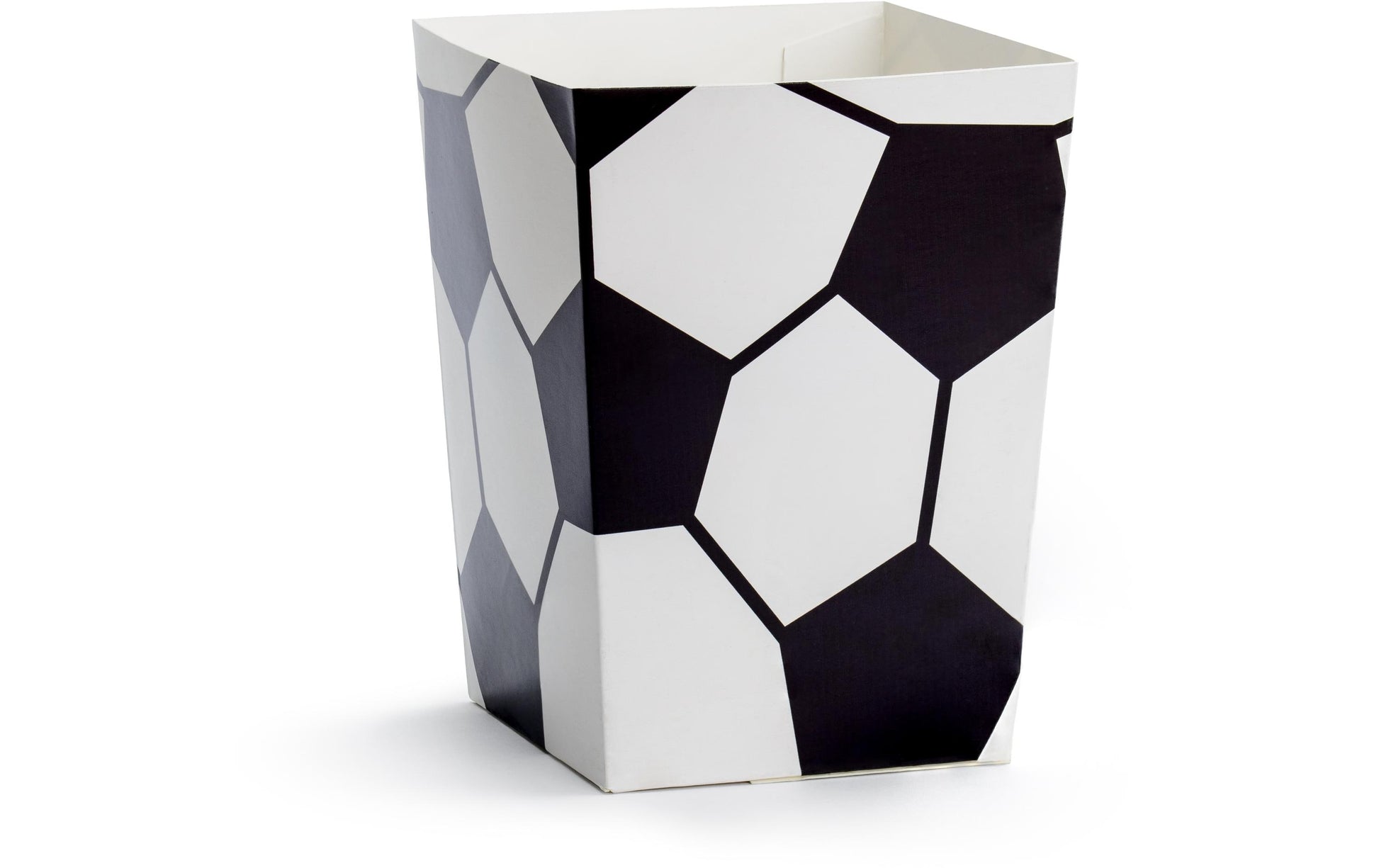 PartyDeco Take-away-Box, Papier – 70 × 70 × 120 mm, Fussball, Schwarz-Weiss – 6 Stk.