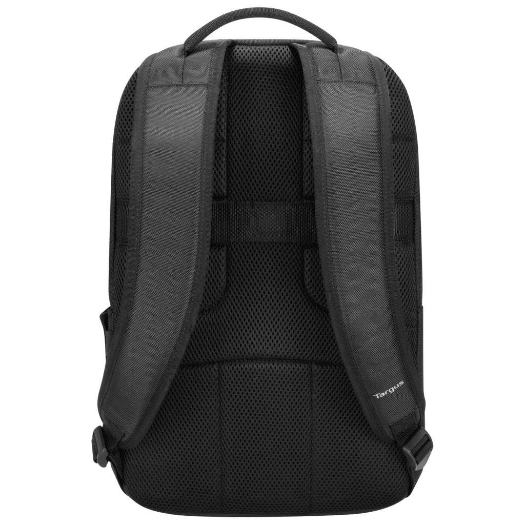 Targus Notebook-Rucksack bis 16" – Trolley-Haltegurt, Wasserflaschenhalterung – Schwarz/Grau