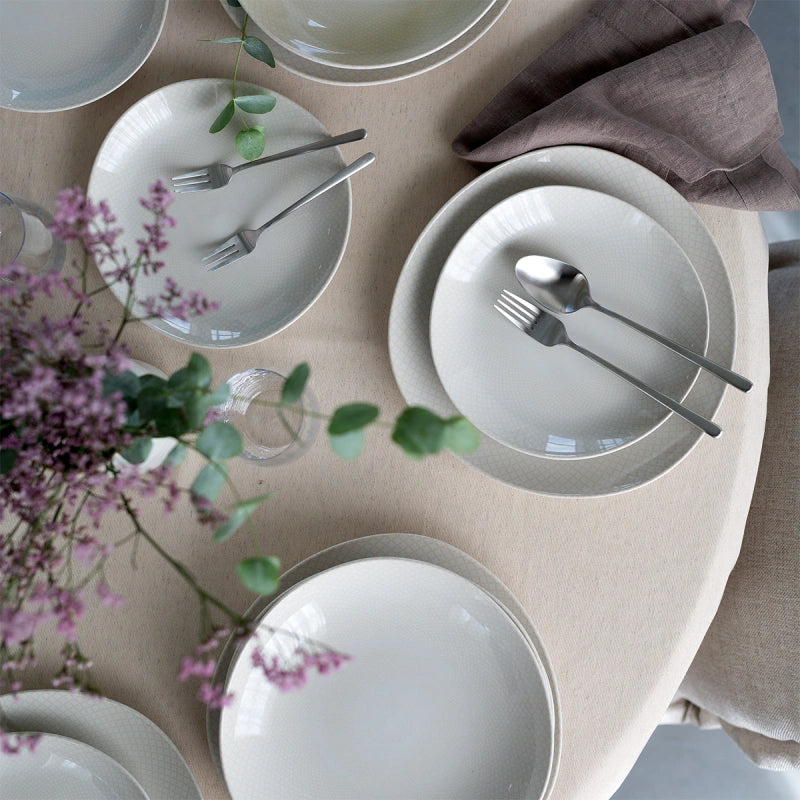 Lunasol Speise-Service Elements North Organic – Set 12-teilig, Ø 27/25/21 cm, Steingut, Beige