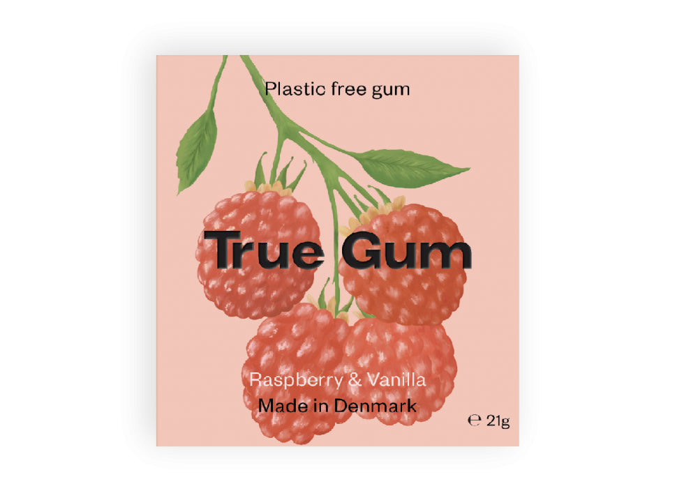True Gum Kaugummi – Himbeere & Vanille, zuckerfrei, vegan – 21 g