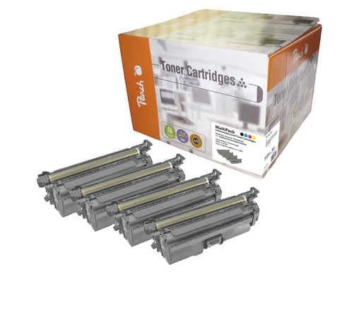 Peach Toner-Multipack – BK/C/M/Y, 11000 Seiten – für HP Color LaserJet CP 4500 Serie, CP 4520 dn und andere