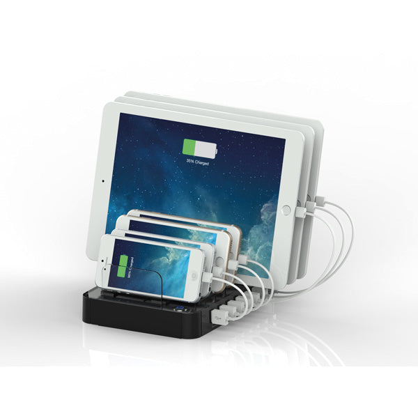 ROLINE USB-Desktop-Ladegerät 84 W – USB-A×7, SmartID, Überspannungsschutz – EU-Stecker (Typ C) – Schwarz