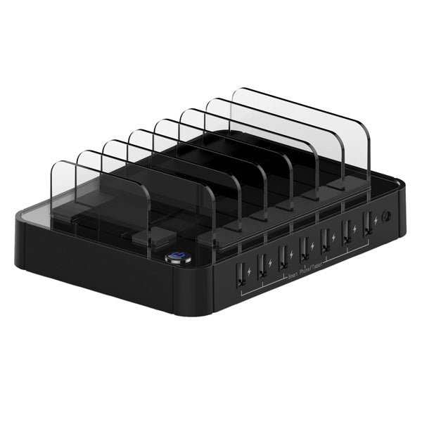 ROLINE USB-Desktop-Ladegerät 84 W – USB-A×7, SmartID, Überspannungsschutz – EU-Stecker (Typ C) – Schwarz