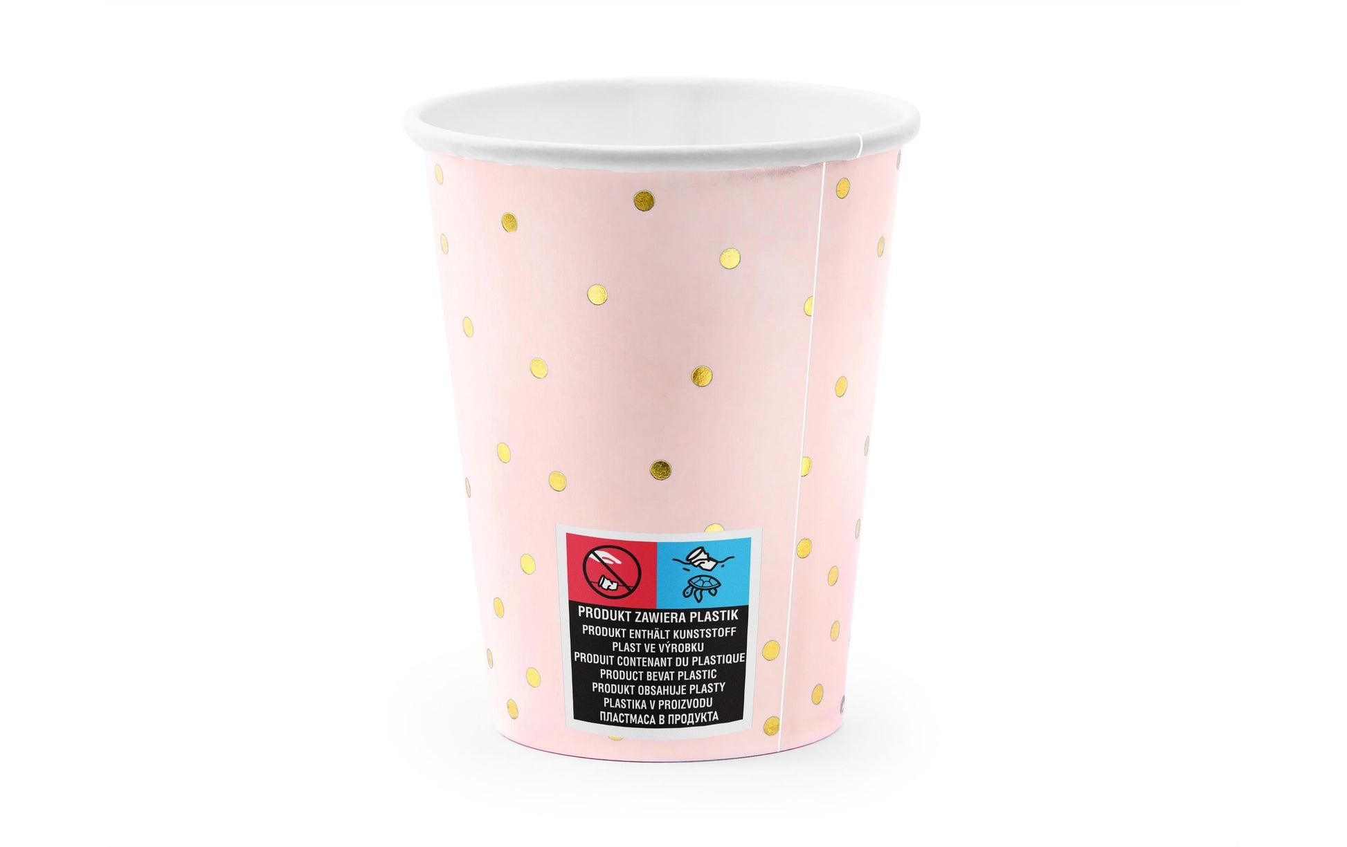 PartyDeco Trinkbecher, Karton – 2,6 dl Hellrosa, Punkte – 6 Stk.