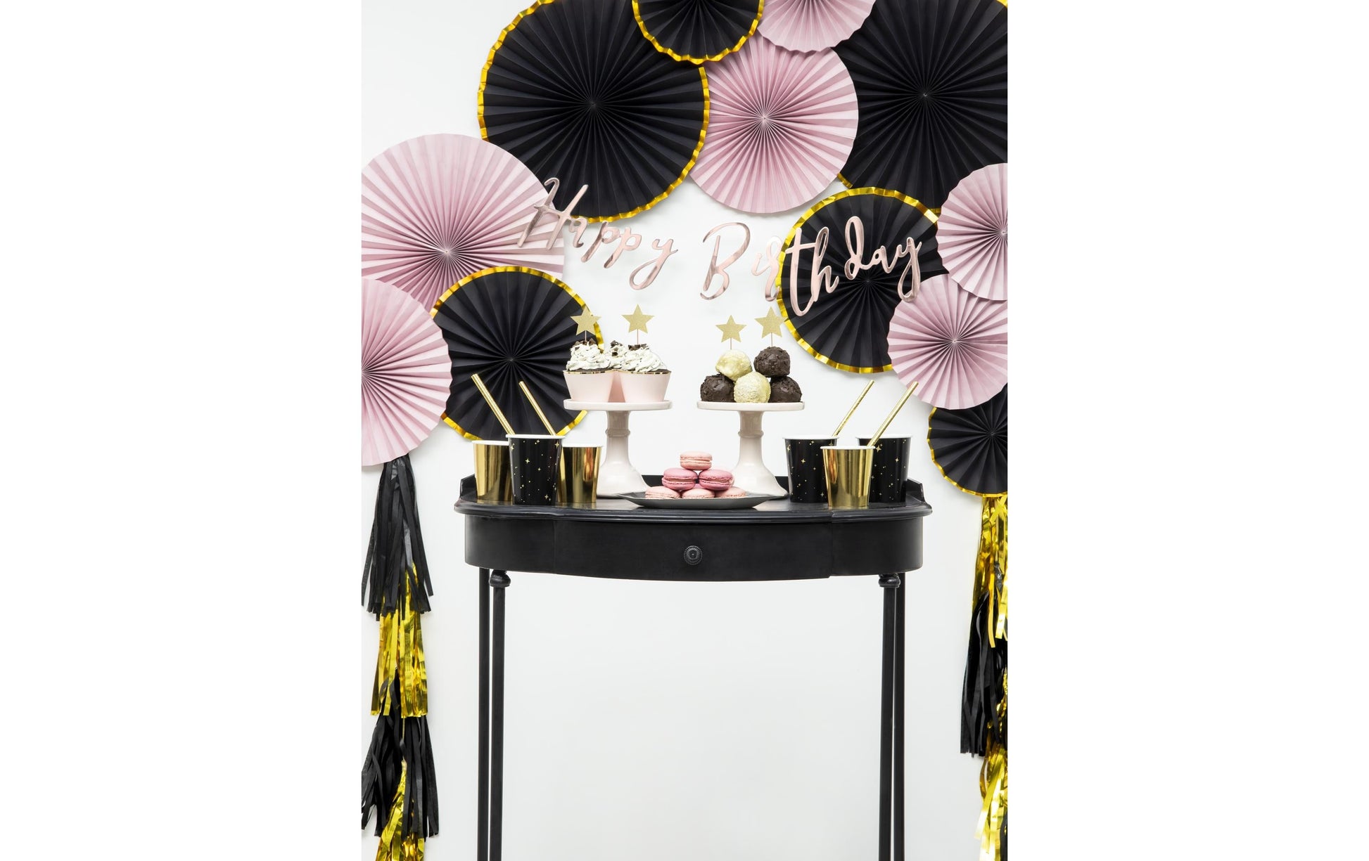 PartyDeco Becher, Papier/Karton – 2,6 dl – schwarz/gold – 6 Stk.