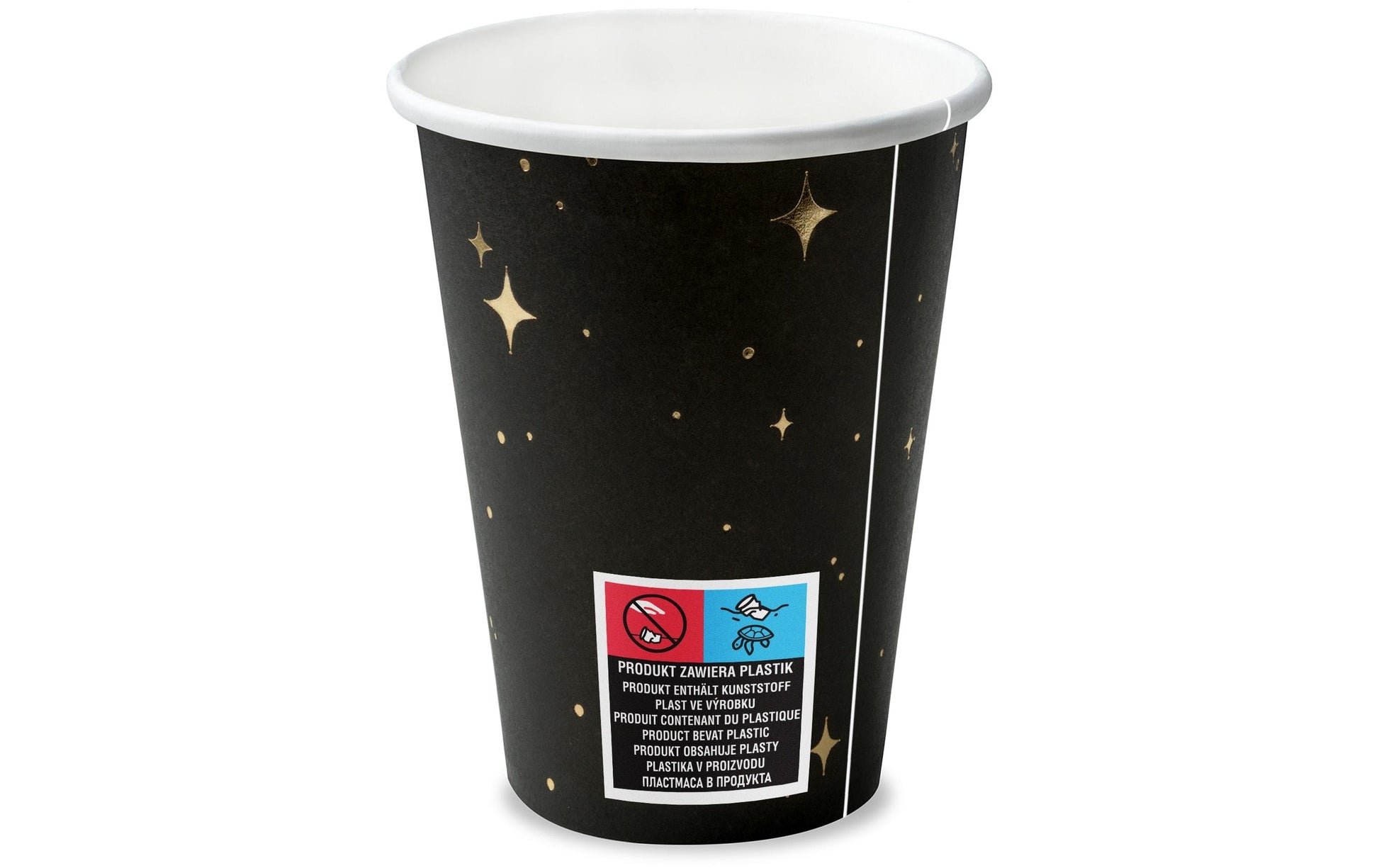 PartyDeco Becher, Papier/Karton – 2,6 dl – schwarz/gold – 6 Stk.