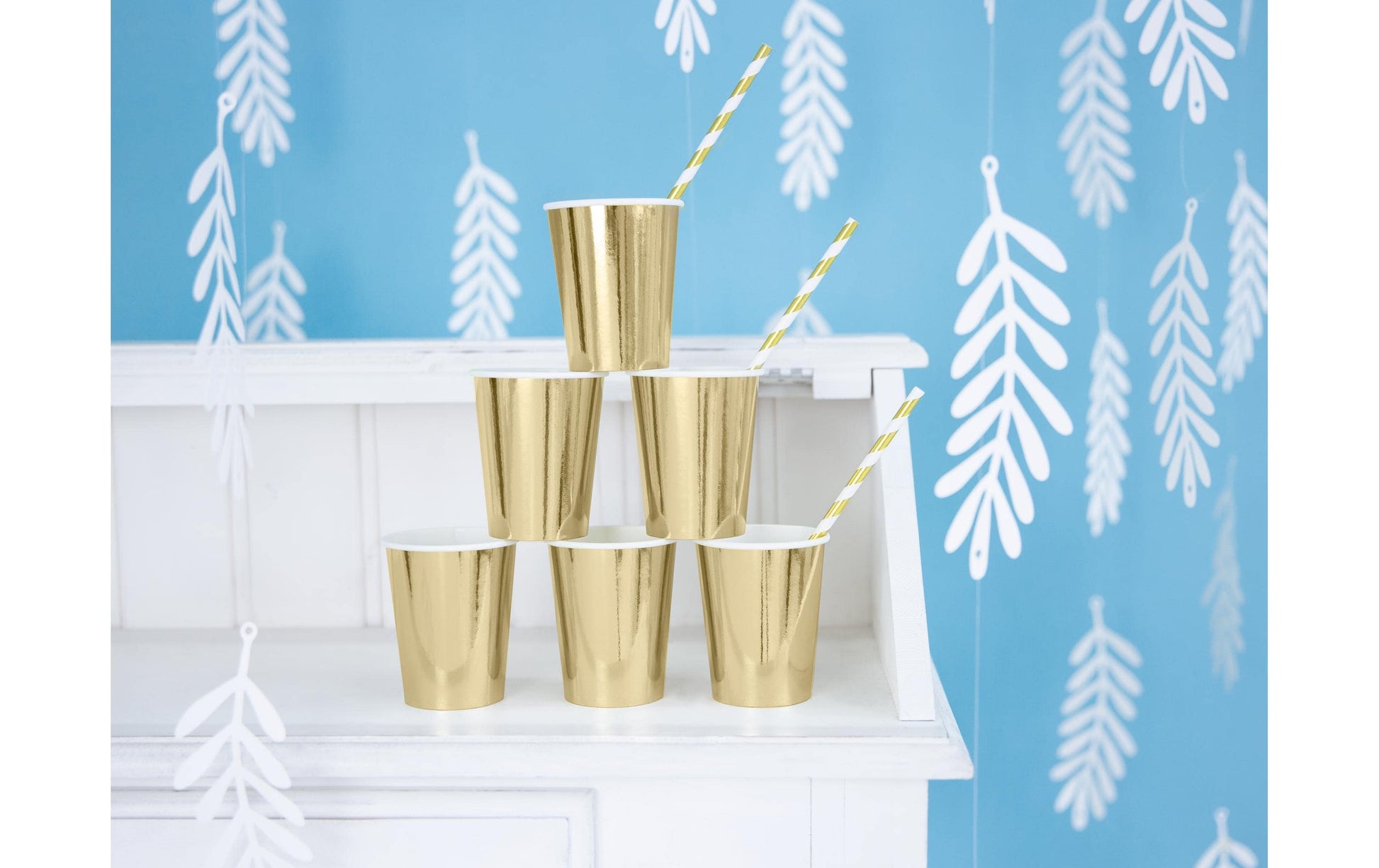PartyDeco Becher, Papier – 2,2 dl – Gold – 6 Stk.