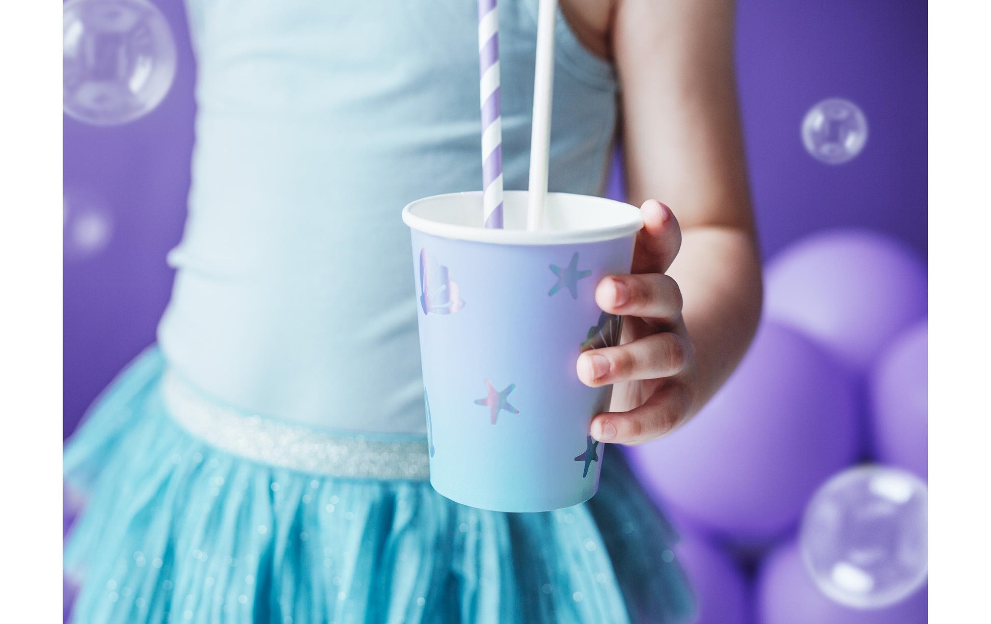 PartyDeco Becher, Papier/Karton – 2,2 dl, Hellblau – 6 Stk.
