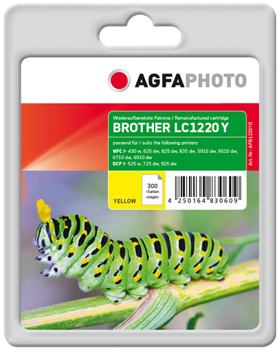 AgfaPhoto APB1220YD Gelbe Tintenpatrone (Kompatibel) – 300 Seiten – für Brother LC1220Y