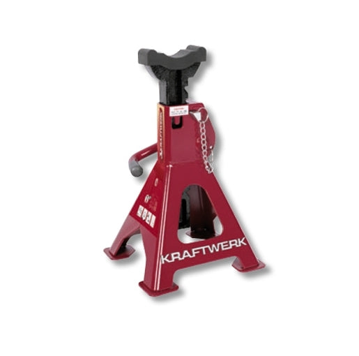 Kraftwerk Unterstellbock-Paar – Tragkraft 3000 kg, Höhe 28–42 cm, 10 Stufen, 7,2 kg, Rot