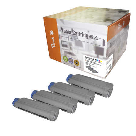 Peach Toner-Multipack – BK/C/M/Y, 8000 Seiten – für OKI C 5850/C 5950/C 6150 und andere