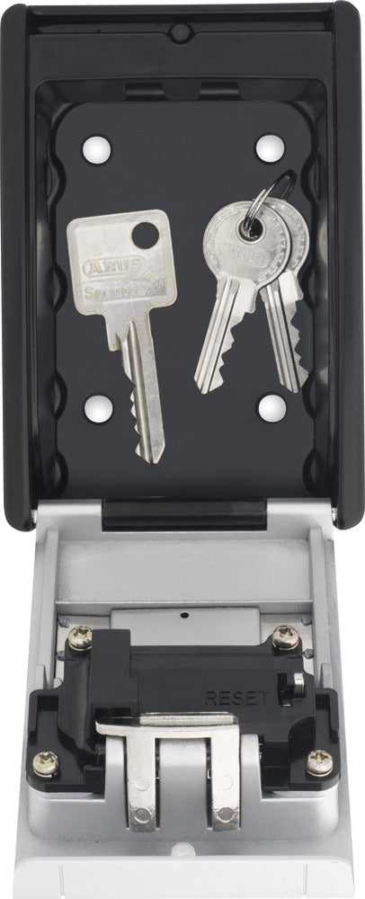 ABUS Schlüsseldepot Key Garage 787, 4-stelliges Zahlenschloss, Metall, Weiss/Schwarz – B 80 × H 120 × T 45 mm