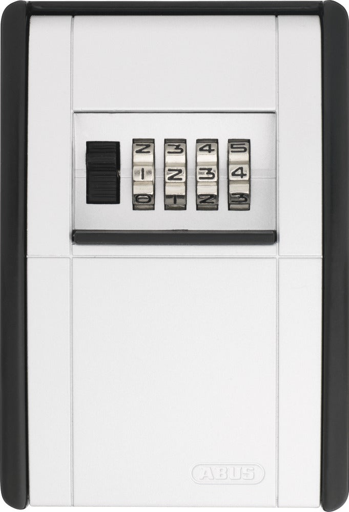 ABUS Schlüsseldepot Key Garage 787, 4-stelliges Zahlenschloss, Metall, Weiss/Schwarz – B 80 × H 120 × T 45 mm