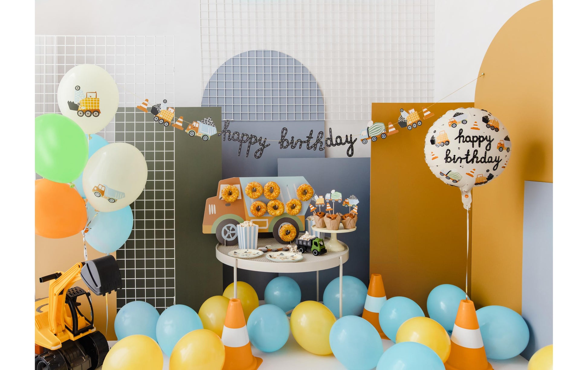 PartyDeco Folienballon Fahrzeug – Mehrfarbig – Ø 45 cm – Folie – 1 Stk