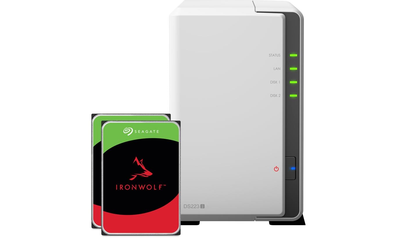 Synology DS223j – 2-Bay Desktop NAS – Realtek RTD1619B, 1 GB RAM, 1GbE, DSM, 4 TB HDD vorinstalliert
