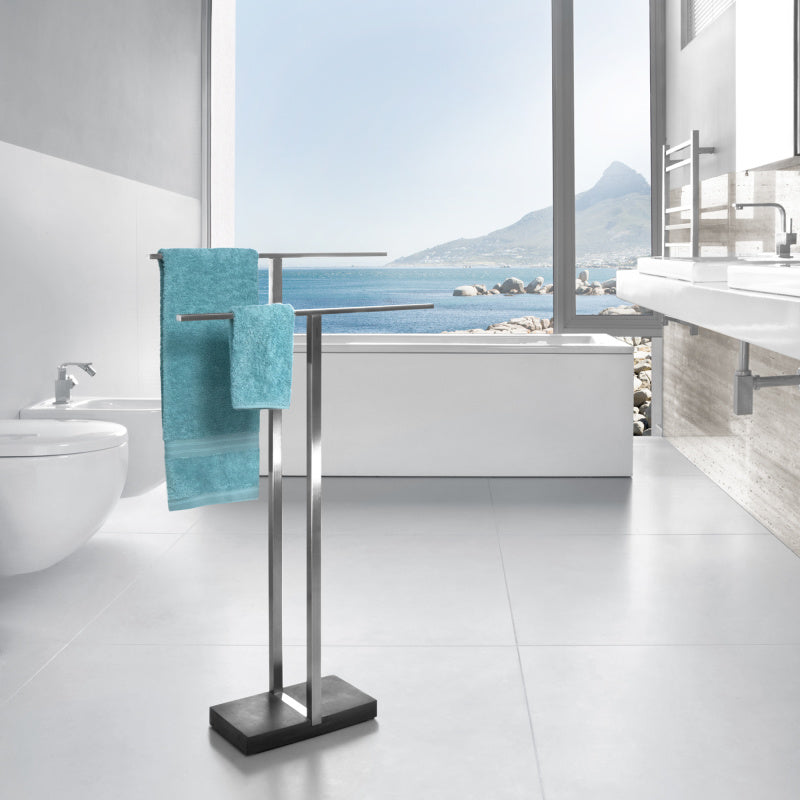 Blomus Handtuchständer Menoto – 2 Arme, 50×16×86 cm, Polystone/Edelstahl, Silber