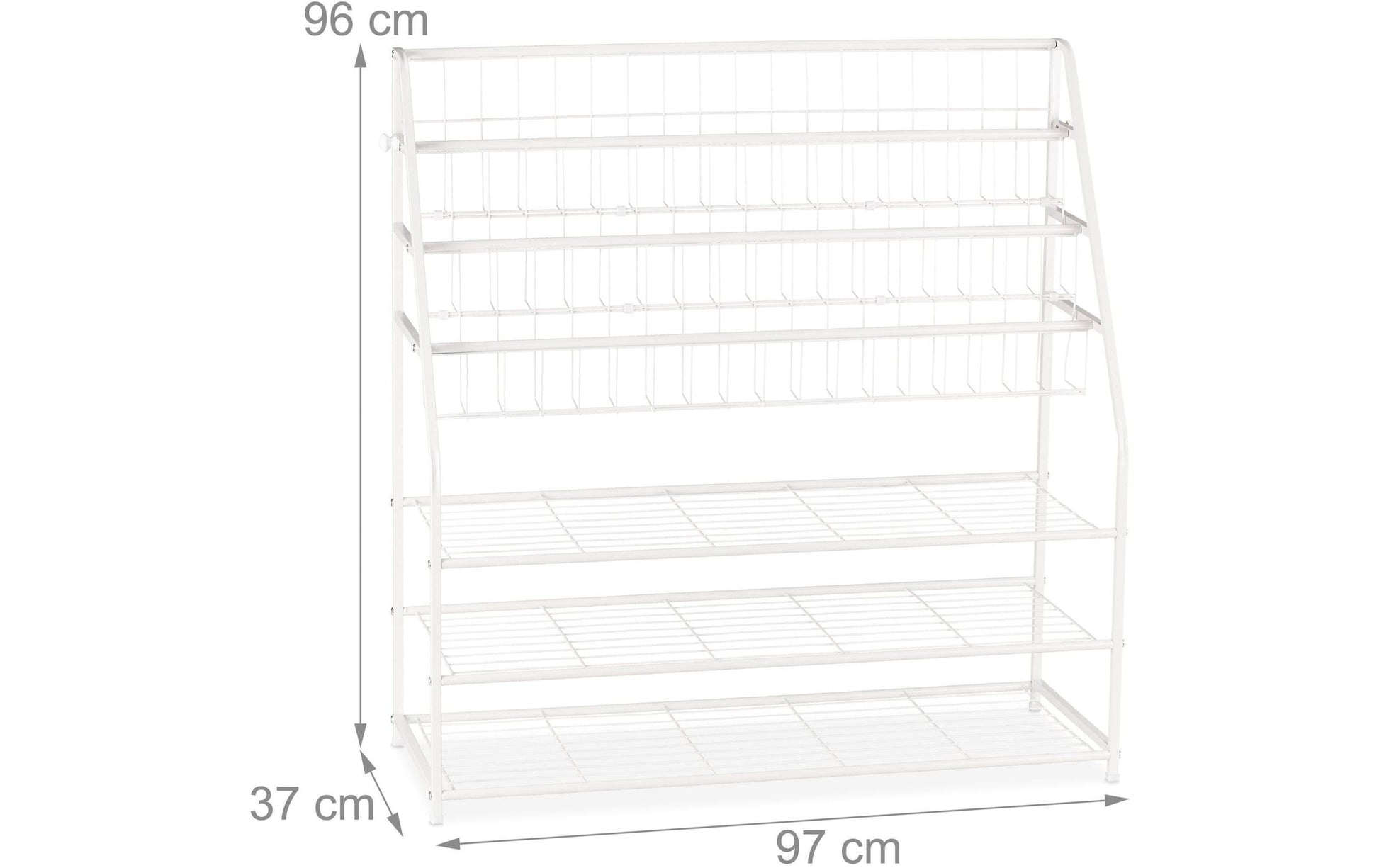 Relaxdays Zeitungsständer 6 Fächer – Metall, Weiss – 970×960×370 mm