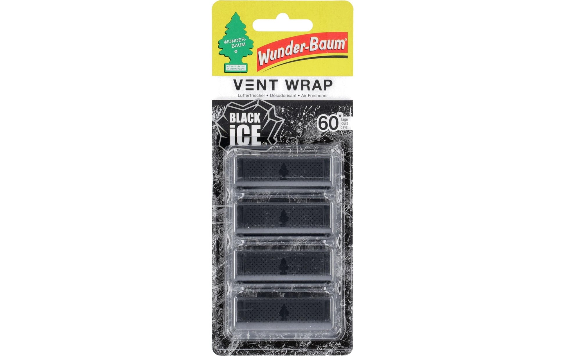 Wunder-Baum Lufterfrischer Black Ice – für Innenraum – 4 Stk. – 60 Tage