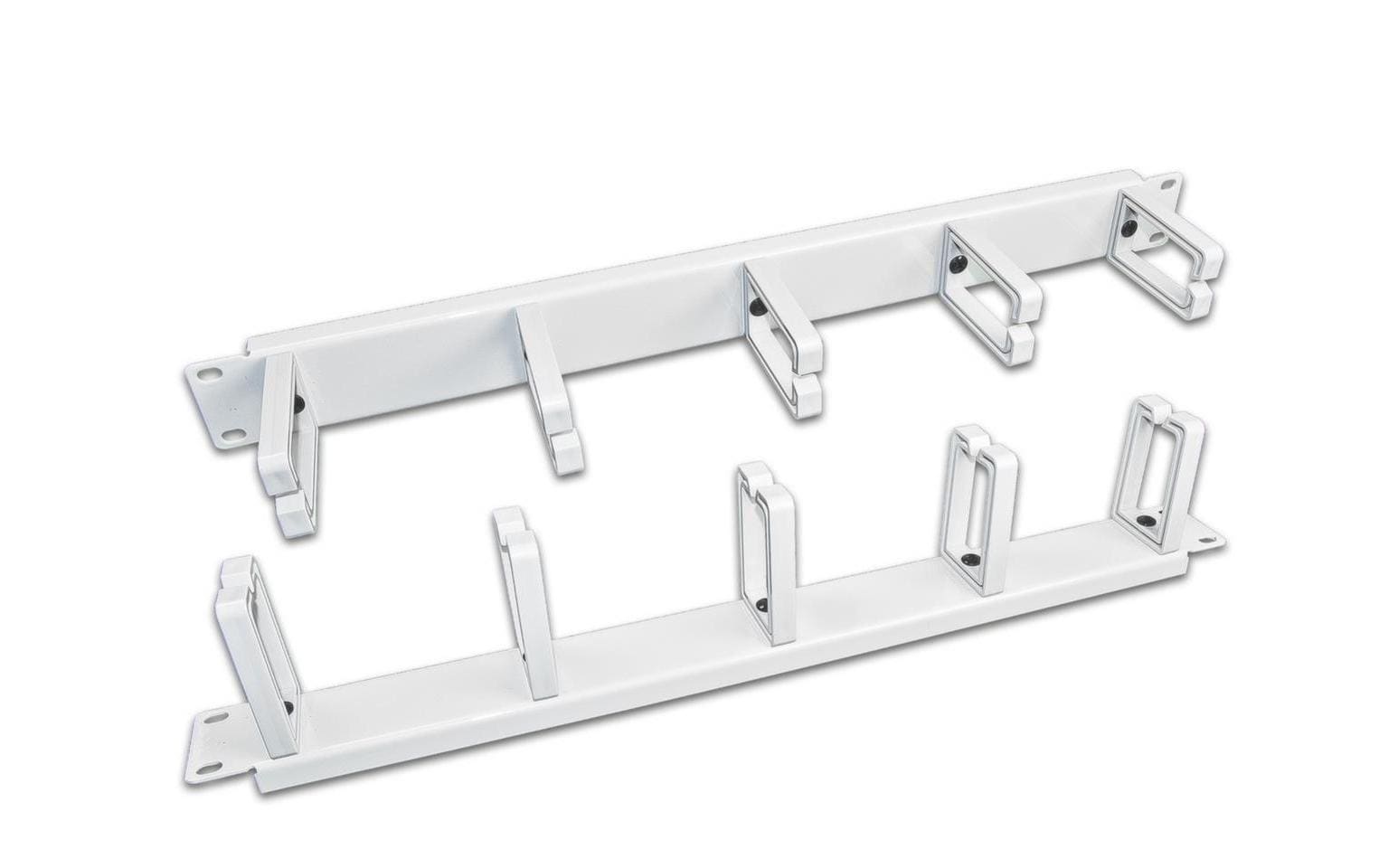 WIREWIN Kabelführungspanel 1HE – Kunststoff, Weiss, mit 5 Metallringen, 1er-Pack, für 19"-Rack