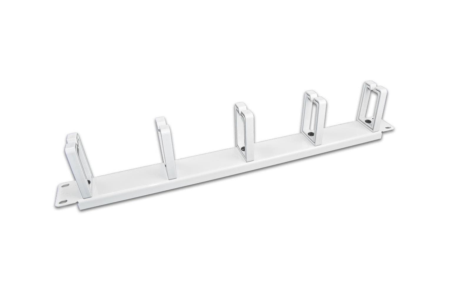 WIREWIN Kabelführungspanel 1HE – Kunststoff, Weiss, mit 5 Metallringen, 1er-Pack, für 19"-Rack