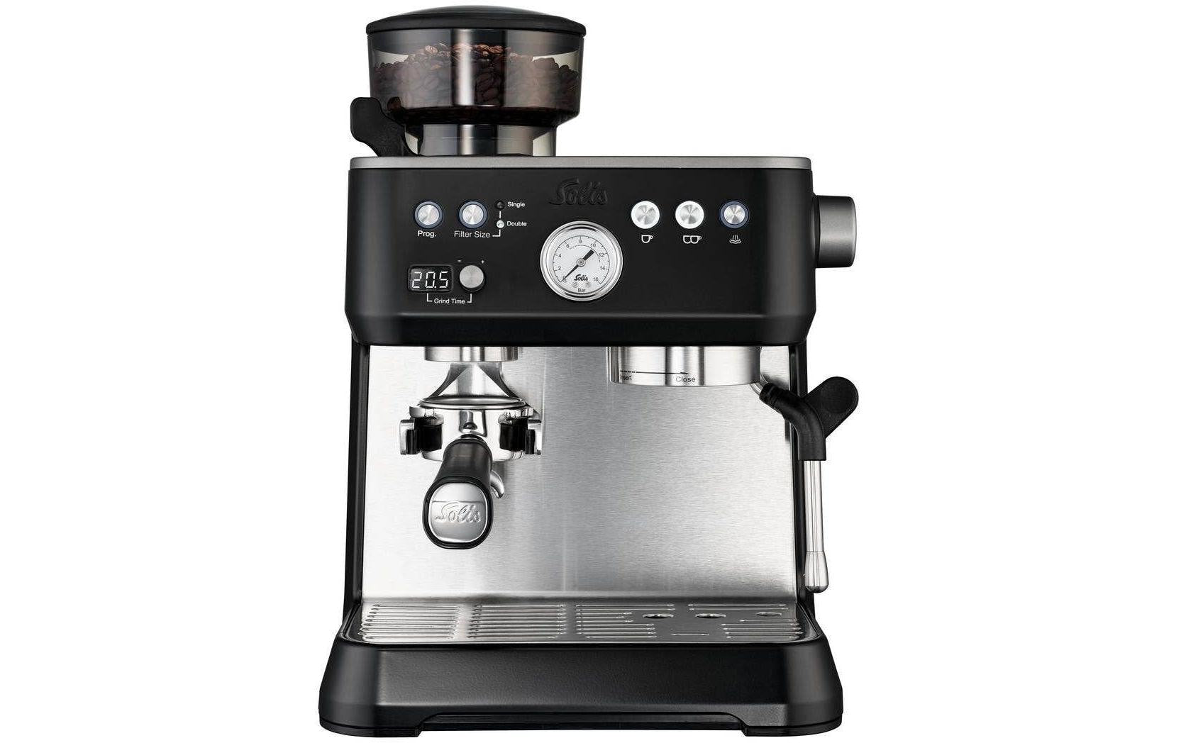 Solis Grind & Infuse Perfetta 980.69 Siebträgermaschine – 16 bar, 2,6 l, 250 g, mit Mahlwerk, Schwarz