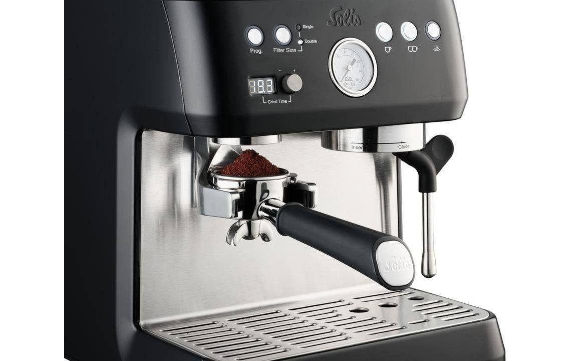 Solis Grind & Infuse Perfetta 980.69 Siebträgermaschine – 16 bar, 2,6 l, 250 g, mit Mahlwerk, Schwarz