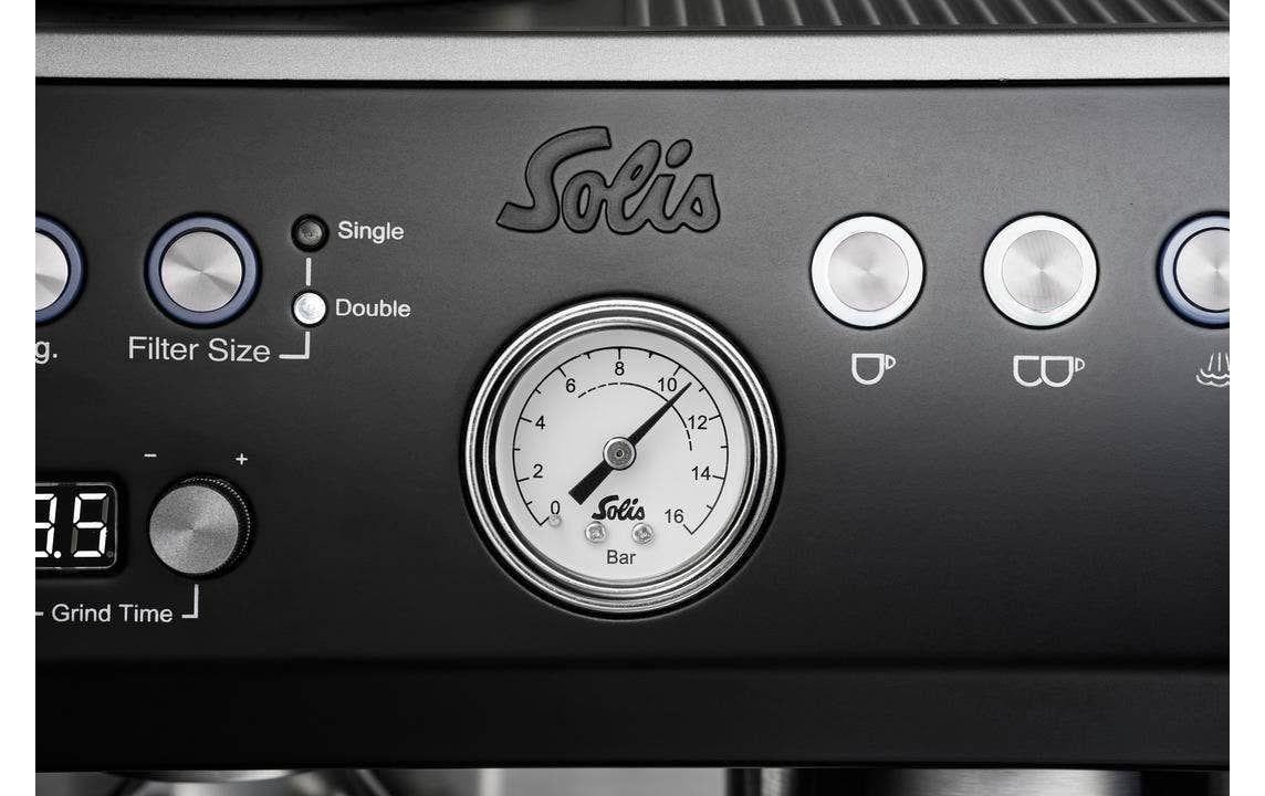 Solis Grind & Infuse Perfetta 980.69 Siebträgermaschine – 16 bar, 2,6 l, 250 g, mit Mahlwerk, Schwarz