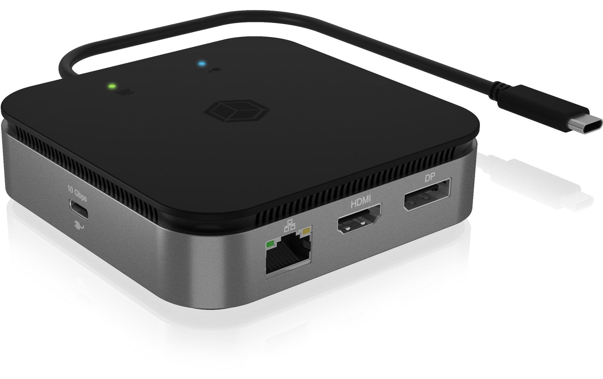 ICY BOX IB-DK408-C41 Dockingstation – USB4, 1× DP, 1× HDMI, 2× USB-A, 1× USB-C, 60 W PD, GbE, für Windows/Mac