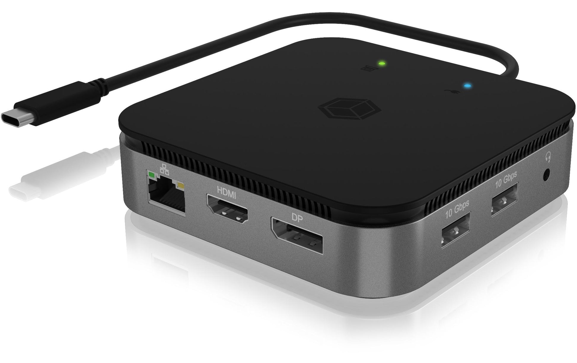 ICY BOX IB-DK408-C41 Dockingstation – USB4, 1× DP, 1× HDMI, 2× USB-A, 1× USB-C, 60 W PD, GbE, für Windows/Mac
