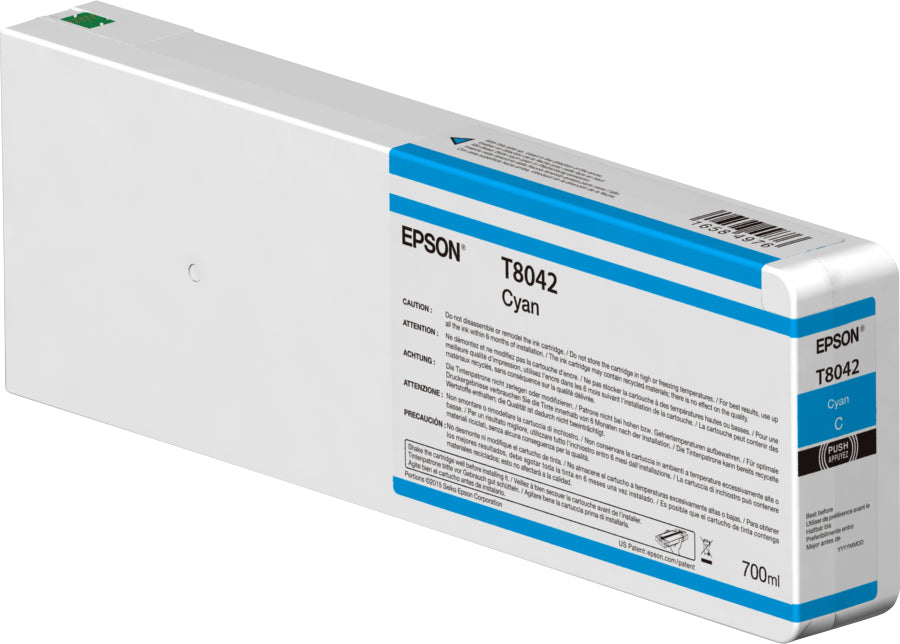 Epson Tintenpatrone T804200, Cyan, 700 ml, Original – für SureColor SC-P6000, SC-P7000, SC-P8000 und andere