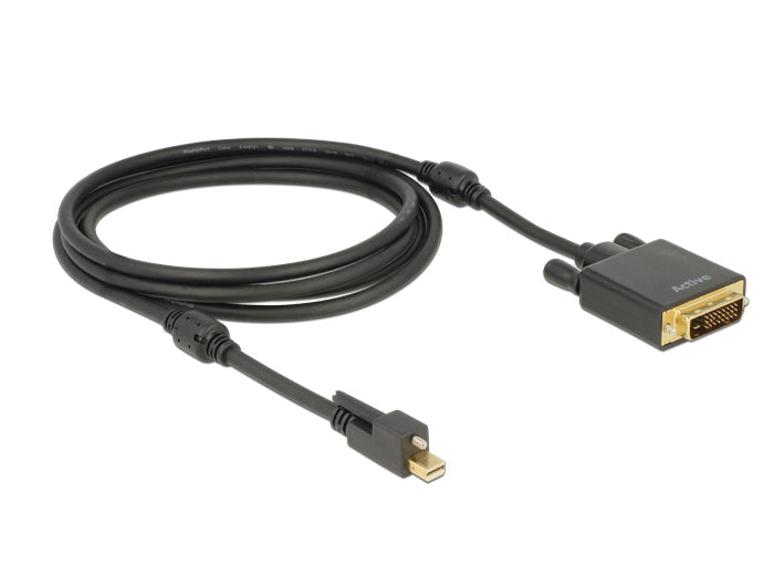 DeLOCK 83726 Kabel Mini DisplayPort zu DVI-D – 4096 × 2160, 2 m, DisplayPort 1.2, aktiv, verschraubbar, schwarz