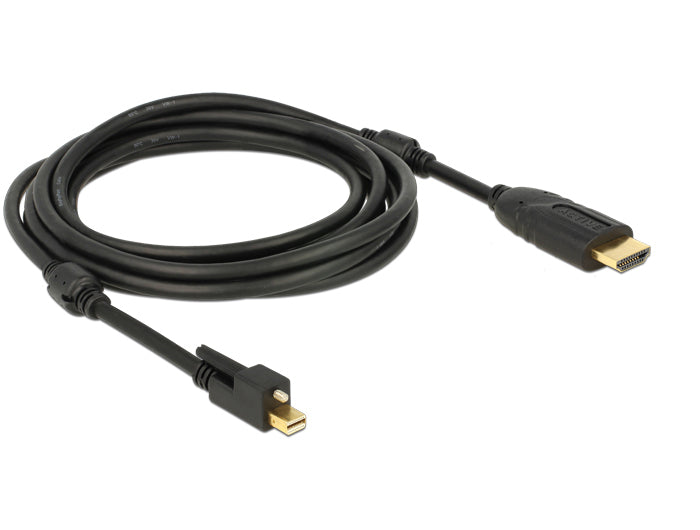 DeLOCK Mini-DisplayPort auf HDMI Kabel DP 1.2 4K 60 Hz – 3 m – aktiv, verriegelbar