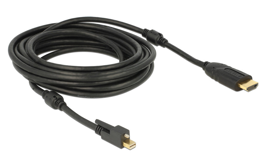 DeLOCK Mini-DisplayPort-auf-HDMI-Kabel DP 1.2 4K 60 Hz – 5 m – aktiv, verriegelbar